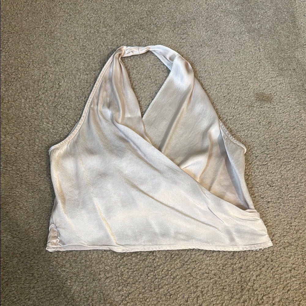 By Together Cream Wrap Crop Top